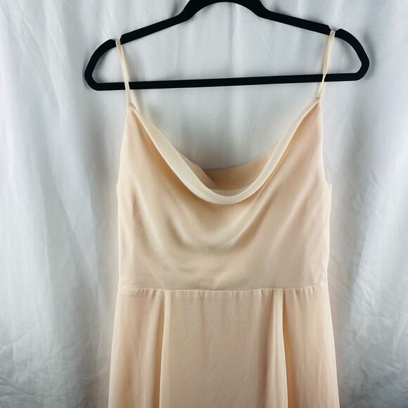 Amsale Tali Cowl Neck Maxi Formal Crepe Bridesmaid Dress Blush Size 14 - Picture 6 of 9